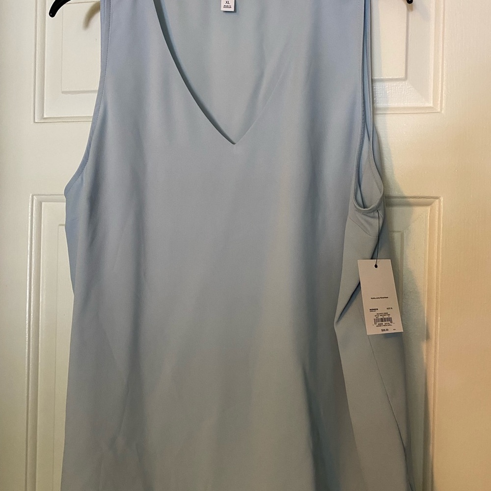 Light Blue Sleeveless V-Neck Top